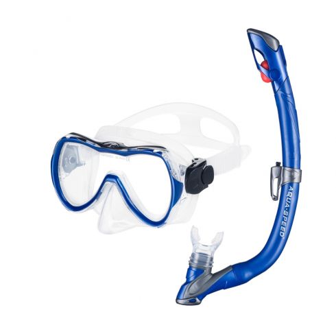 Dykkermaske og Snorkel sæt ENZO+EVO, blå