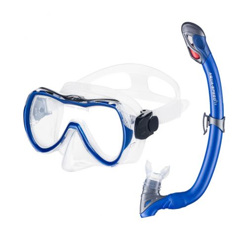 Dykkermaske og Snorkel sæt ENZO+SAMOS, blå