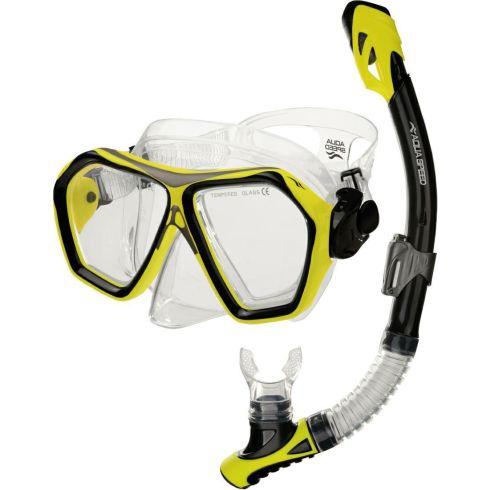 Dykkermaske og snorkel sæt BLAZE+BORNEO, gul